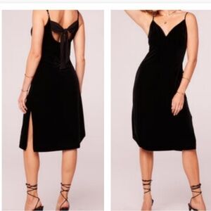 NWT BAND OF GYPSIES GIRL CRUSH Black Velvet woman spaghetti strap dress MED